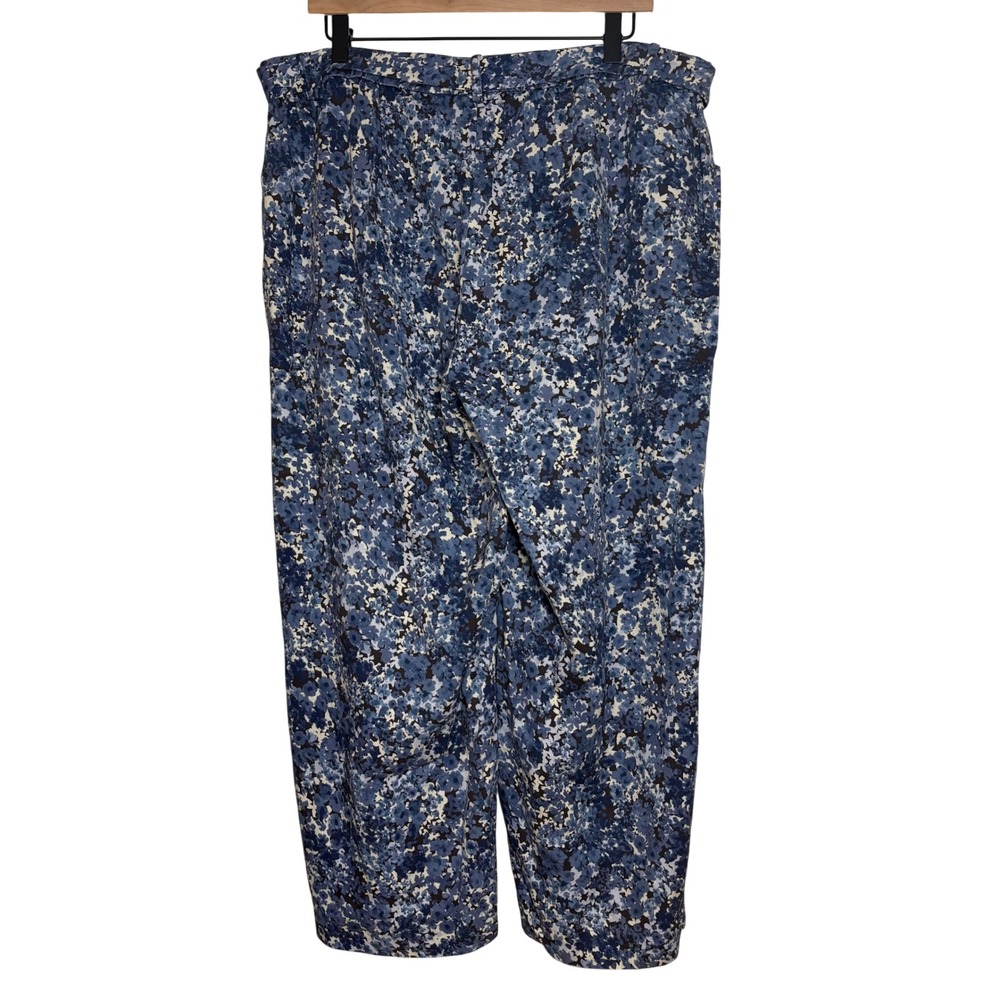 JJILL Floral Wide Leg Cropped Pants Womens XL Tall Blue White Tie Waist - Picture 6 of 8